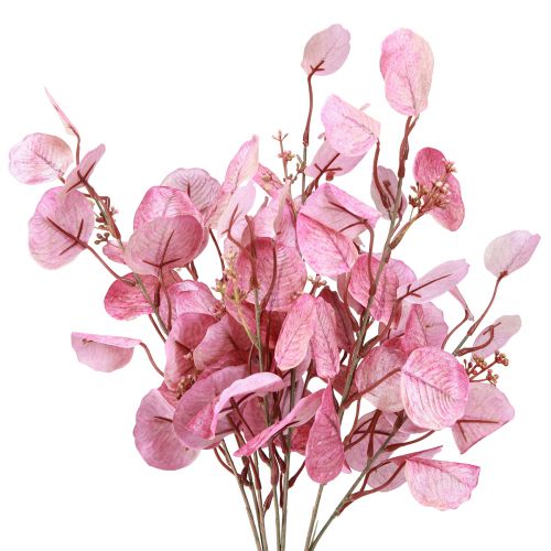 Floristik24 Branche d&#39;eucalyptus eucalyptus pailleté artificiel rose 65cm 3pcs