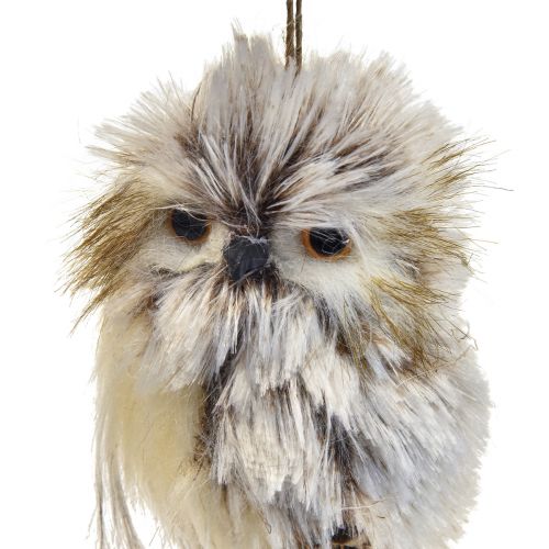 Article Décoration hibou figurines de hibou petites, décoration animaux de la forêt 11cm blanc-marron 2pcs