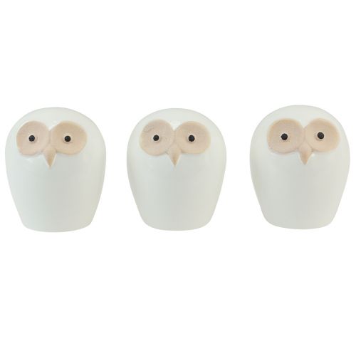 Article Chouette figurines décoratives céramique décoration animaux de la forêt blanc 11,5cm 3pcs