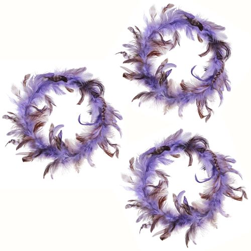 Article Couronne de plumes couronne décorative de plumes de faisan violettes Ø20cm 3 pcs