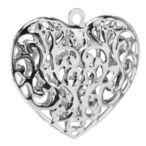 Article Coeur en filigrane à suspendre coeur en métal argent 5,5×5cm 20 pcs