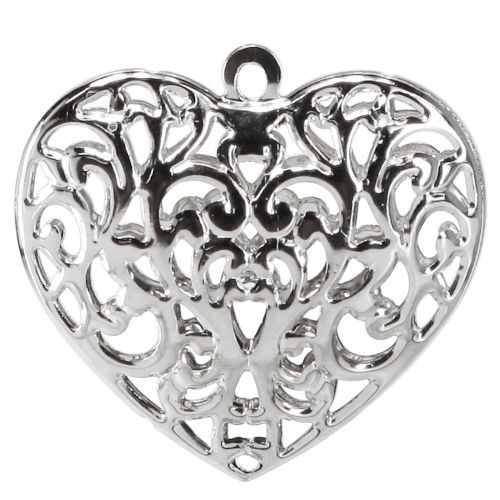 Article Coeur en filigrane à suspendre coeur en métal argent 5,5×5cm 20 pcs