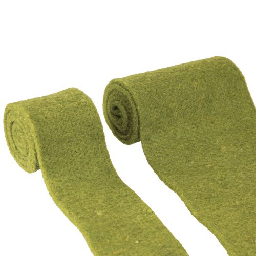 Floristik24 Ruban feutre ruban de laine vert vert mousse W7/15cm L1m/1m lot de 2