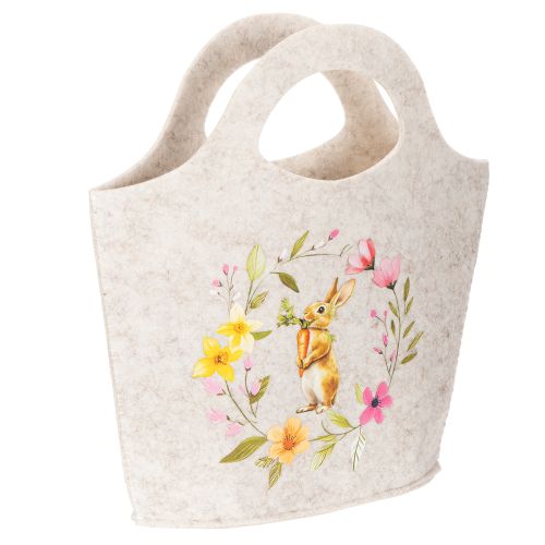 Article Sac en feutrine avec un adorable lapin de Pâques, idéal pour le printemps et l'été, 27 cm, lot de 4