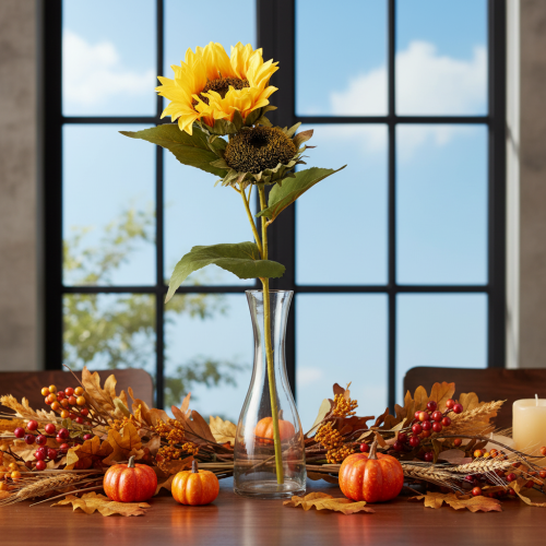 Article Tournesol artificiel avec feuilles et fleurs réalistes, 58 cm, lot de 3