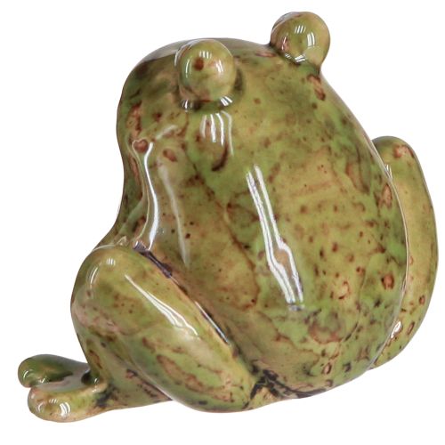 Article Décoration Grenouille Céramique Vert Marron Vintage Été H7cm 4 pcs