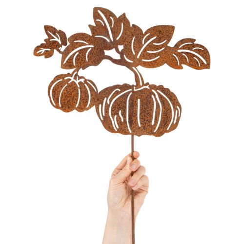 Article Tuteur de jardin à motif citrouille, décoration en métal, finition rouille, 100 cm