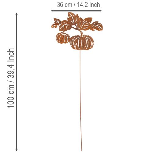 Article Tuteur de jardin à motif citrouille, décoration en métal, finition rouille, 100 cm