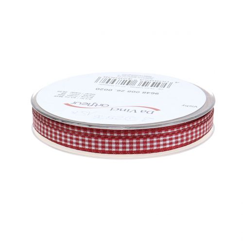 Article Ruban cadeau Carreaux Bordeaux 8mm 20m