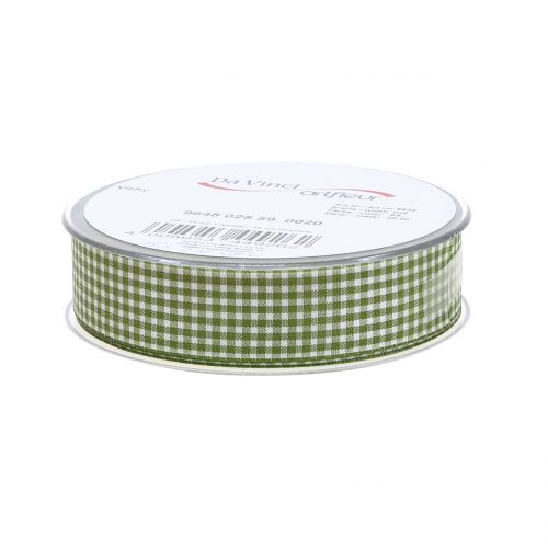 Article Ruban cadeau carreaux vert 25mm 20m