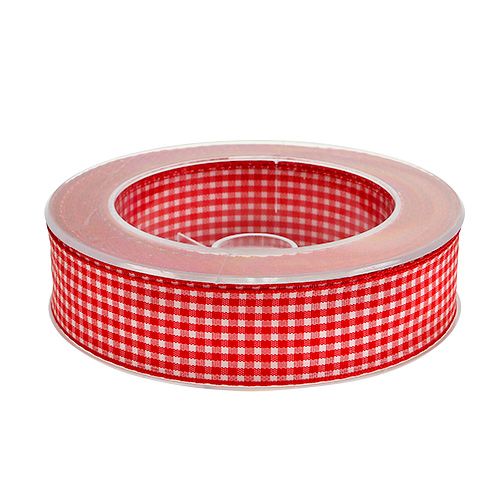 Article Ruban cadeau losanges rouge-blanc 25mm 20m