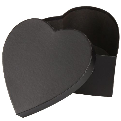 Coffret cadeau coeur boîte en papier noir 18×18cm H10cm 2pcs