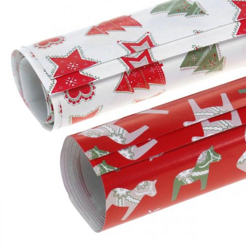 Article Papier cadeau Noël rouge, blanc 4 feuilles par lot 50 × 70cm