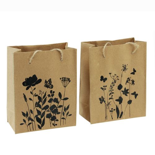 Article Sacs cadeaux avec poignées papier naturel noir 12×15cm 6 pcs