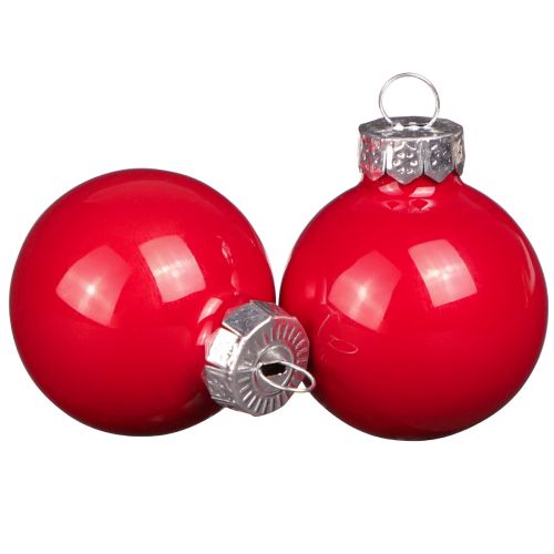 Boules de Noël en verre aspect émail rouge mini Ø3cm 22 pcs