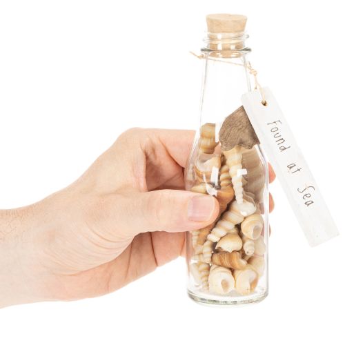 Article Bouteille décorative en verre avec coquillages et pendentif, décoration de table marine, 17 cm, 2 pièces