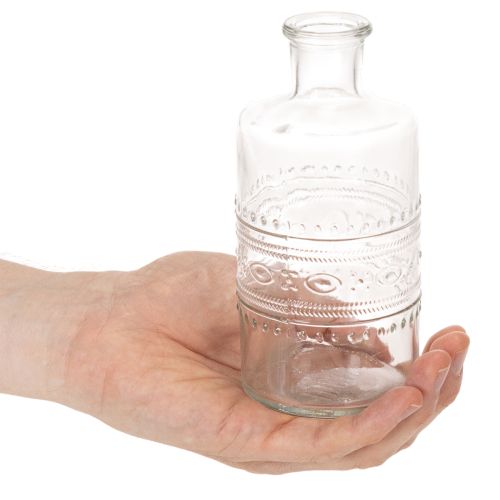 Article Bouteille en verre à motifs, cylindrique, transparente, vase décoratif, 15 cm, lot de 6