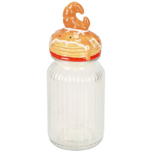 Pot à biscuits en verre bonbonnière avec couvercle croissant Ø11cm H28,5cm