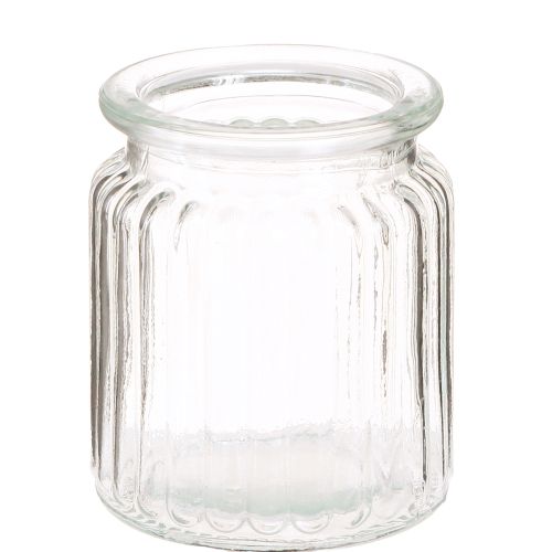 Vase en verre vase décoratif en verre transparent strié Ø8cm H9cm 6 pcs