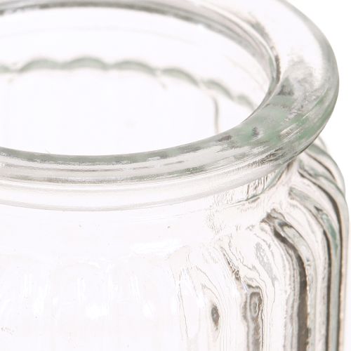 Article Vase en verre vase décoratif en verre transparent strié Ø8cm H9cm 6 pcs