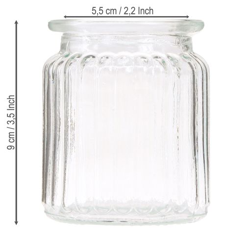 Article Vase en verre vase décoratif en verre transparent strié Ø8cm H9cm 6 pcs