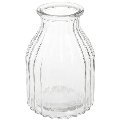 Floristik24 Vase en verre vase rainures verre décoratif clair Ø12cm H18cm 2pcs