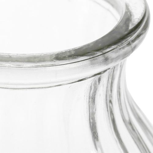 Article Vase en verre vase rainures verre décoratif clair Ø12cm H18cm 2pcs