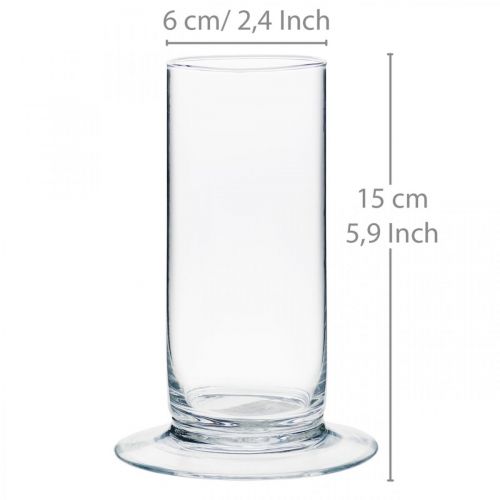 Article Vase en verre avec pied Clair Ø6cm H15cm