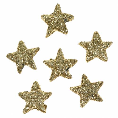 Étoiles pailletées dorées 1,5cm 144 pcs