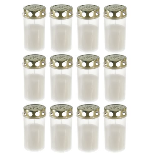 Article Bougies funéraires or blanc Ø5,5cm H11,5cm 24 heures 12 pcs