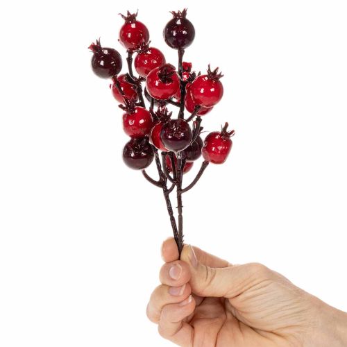 Article Branche de grenadier artificielle à tiges ramifiées, idéale pour la décoration de vases, 19 cm, lot de 4.