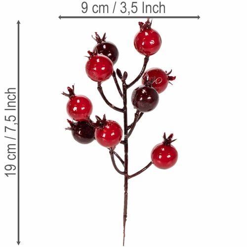 Article Branche de grenadier artificielle à tiges ramifiées, idéale pour la décoration de vases, 19 cm, lot de 4.