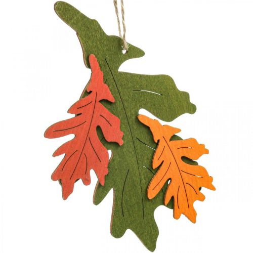 Article Pendentif décoratif d&#39;automne feuilles de bois feuille de chêne 17cm 6pcs