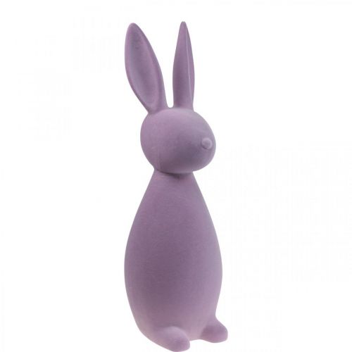 Article Lapin décoratif Lapin de Pâques décoratif floqué lilas violet H47cm