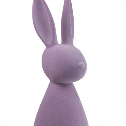 Article Lapin décoratif Lapin de Pâques décoratif floqué lilas violet H47cm