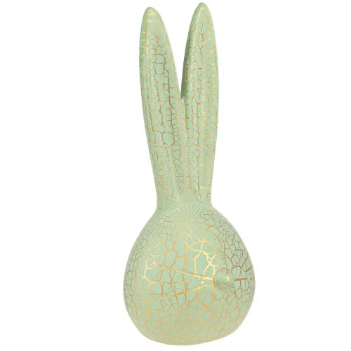 Tête de lapin décoration lapin de Pâques vert menthe craquelure or H28cm