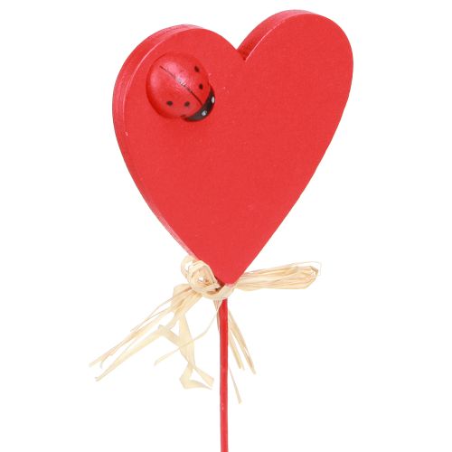 Article Bouchons coeur bois coeurs décoratifs rouges avec coccinelles 6cm 16 pcs