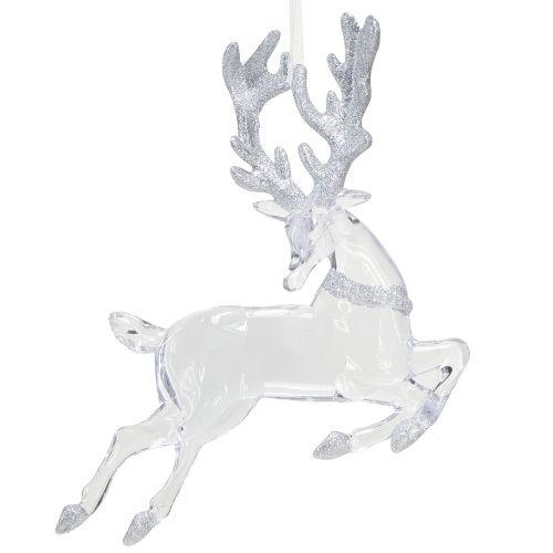 Floristik24 Décoration de cerf décorations de Noël en argent clair 19x21cm 2pcs