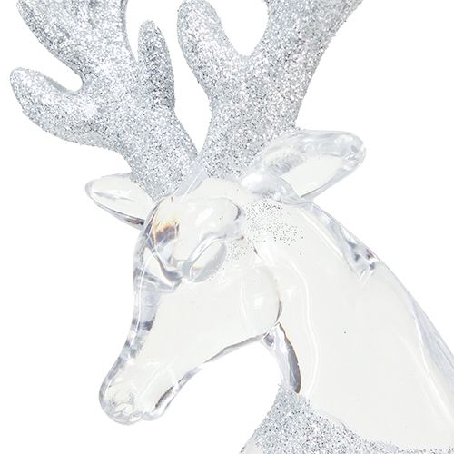 Article Décoration de cerf décorations de Noël en argent clair 19x21cm 2pcs