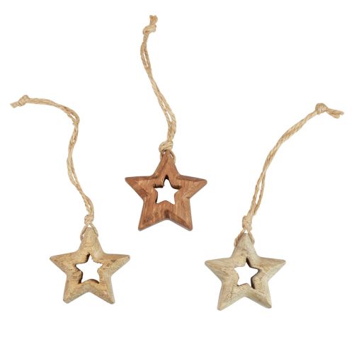 Floristik24 Pendentifs en bois étoiles en bois décorations naturelles pour sapin de Noël Ø4,5cm 8 pièces