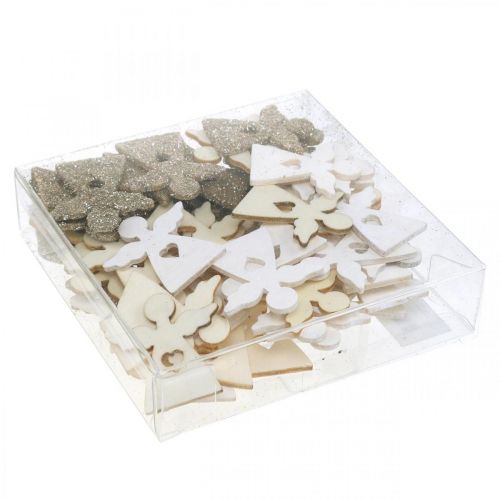 Article Décoration à disperser anges anges de Noël en bois 4cm assortis 72 pcs