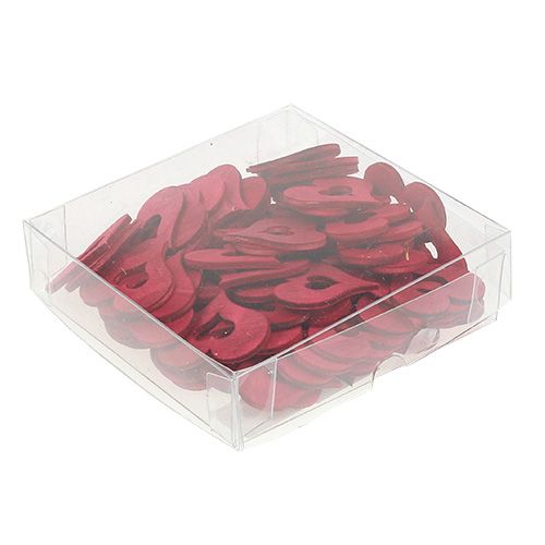 Article Coeur en bois à saupoudrer rouge 4cm 72 pcs