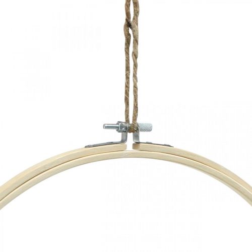 Floristik24 Cadre à broder rond, fait main, anneau en bois pour décorer, DIY, décoration bohème Ø30cm