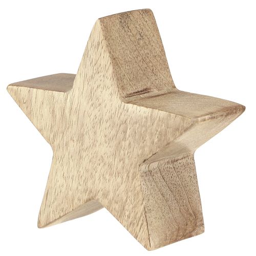 Article Décoration de table en bois de manguier étoile naturelle verte étoile en bois Ø10cm 3 pcs