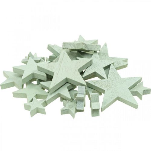 Article Décoration d&#39;étoiles en bois décoration à disperser Noël menthe 3/5/7cm 29 pcs