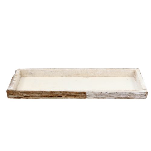 Article Plateau en bois avec écorce naturelle blanchie à la chaux 59×20cm 2pcs