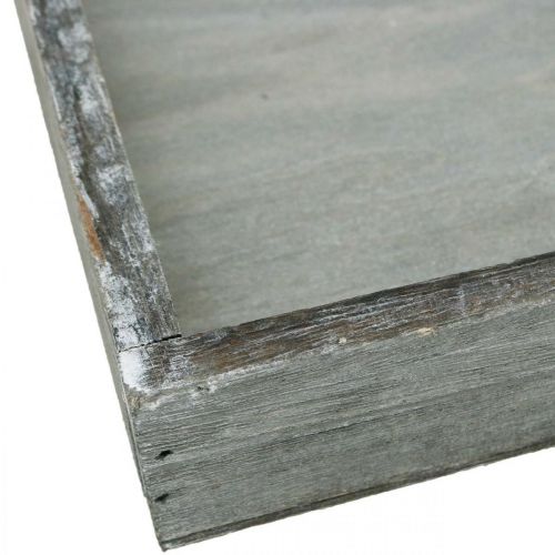 Article Plateau en bois carré gris, plateau décoratif blanchi à la chaux 19×19cm