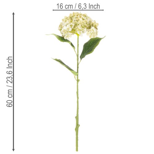 Article Fleur d'hortensia artificielle à longue tige et feuilles, 60 cm