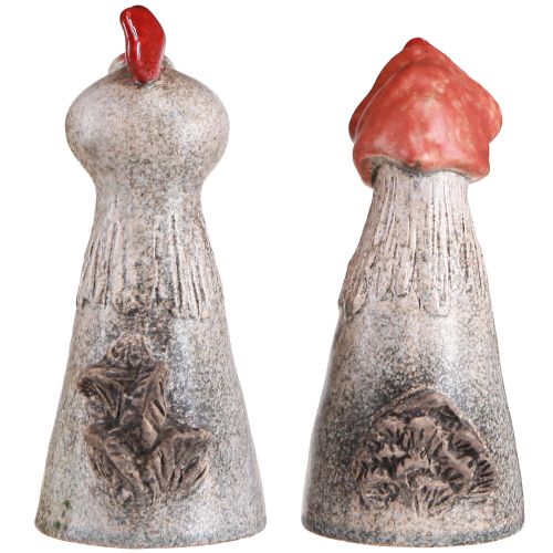 Article Poulets décoratifs en céramique Coq de Pâques et poule H20/22cm 2 pièces