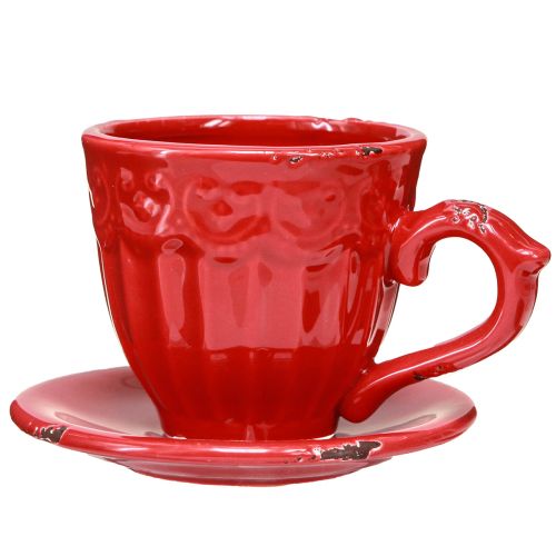 Bougeoir en céramique tasse rouge pour bougies bâtons 13×11×8cm 3 pcs